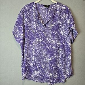 GNW Purple Patterned V-Neck Women’s Top XL